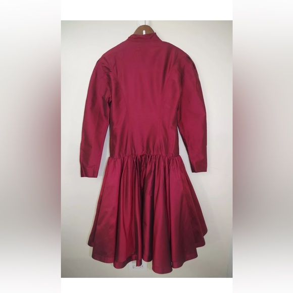 Vintage Wine Italian Coat Dress 100% Silk M - Picture 2 of 6